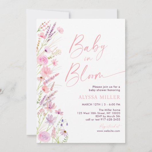 Baby in Bloom Wildflowers Baby shower Kaart (Voorkant)