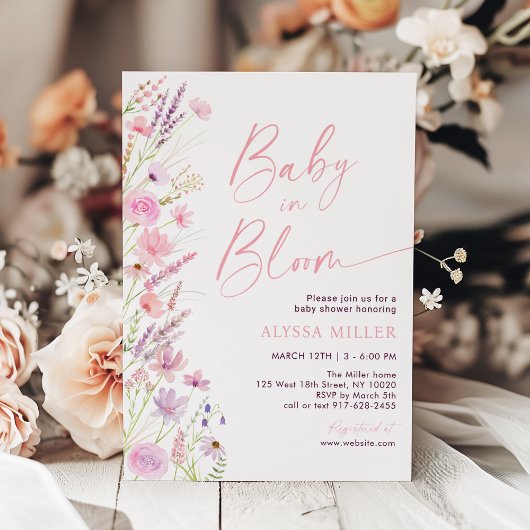 Baby in Bloom Wildflowers Baby shower Kaart