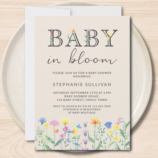 Baby in Bloom Wildflowers Baby shower Kaart