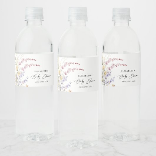 Baby in Bloom Wildflowers Baby shower Waterfles Etiket (Flessen)