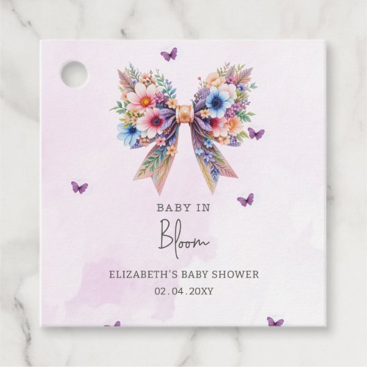 Baby in Bloom Wildflowers Bow Girl Baby shower Bedankjes Labels (Voorkant)