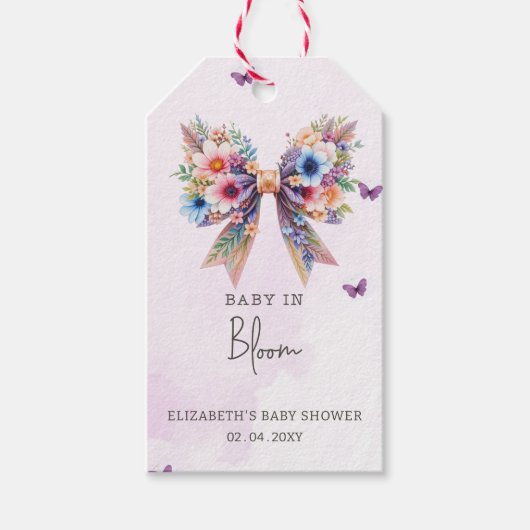 Baby in Bloom Wildflowers Bow Girl Baby shower Cadeaulabel (Voorkant)