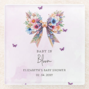 Baby in Bloom Wildflowers Bow Girl Baby shower Glazen Onderzetter