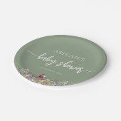 Baby in Bloom Wildflowers Sage Green Baby shower Papieren Bordje (Gekanteld)