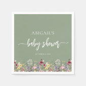 Baby in Bloom Wildflowers Sage Green Baby shower Servet (Voorkant)