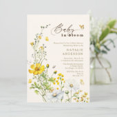 Baby in Bloom Wildflowers Vlinders Baby shower Kaart (Staand voorkant)