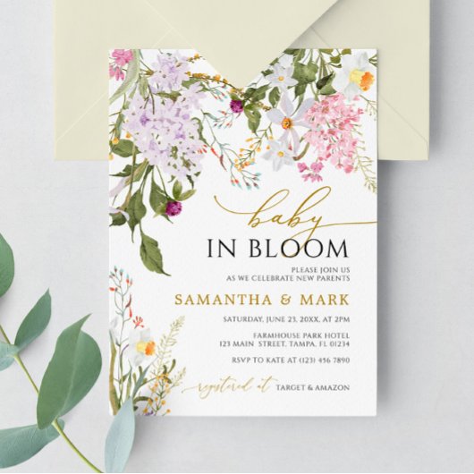 Baby in Bloom Wilflower Shower Invitation Kaart