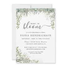 Baby in Bloom | Witte bloemige groene baby shower