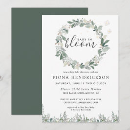 Baby in Bloom | Witte bloemige groene baby shower