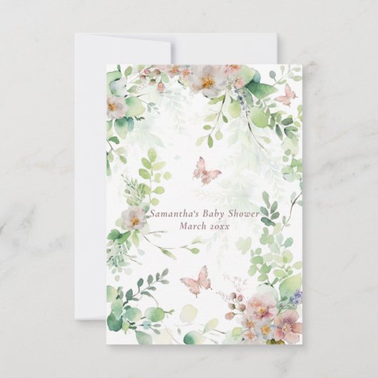 Baby in Bloom Woodland Bloemen Baby Meisje Douche Bedankkaart (Achterkant)