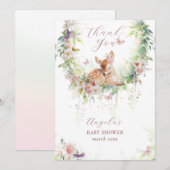 Baby in Bloom Woodland Bloemen Baby Meisje Douche Bedankkaart (Voorkant / Achterkant)