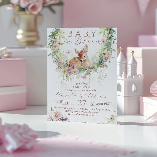 Baby in Bloom Woodland Bloemen Baby Meisje Douche Kaart