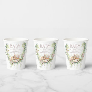 Baby in Bloom Woodland Bloemen Baby Meisje Douche Papieren Bekers
