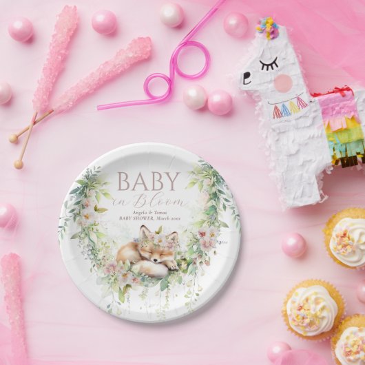 Baby in Bloom Woodland Bloemen Baby Meisje Douche Papieren Bordje (Feest)