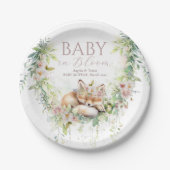 Baby in Bloom Woodland Bloemen Baby Meisje Douche Papieren Bordje (Voorkant)