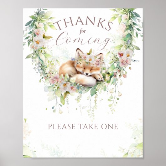 Baby in Bloom Woodland Bloemen Baby Meisje Douche Poster (Voorkant)