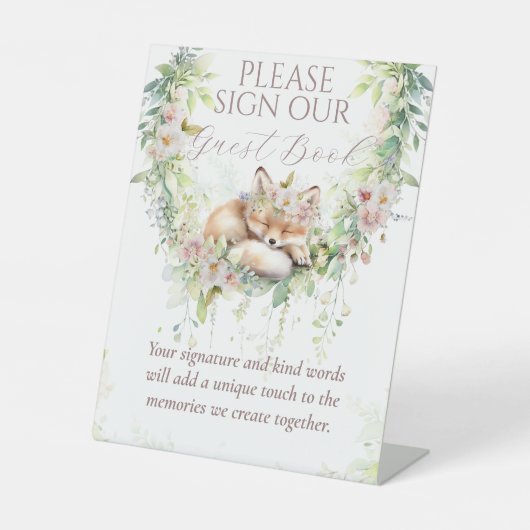 Baby in Bloom Woodland Bloemen Baby Meisje Douche Reclamebord Met Voetstuk (Voorkant)