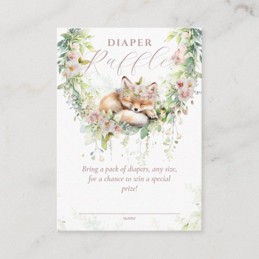 Baby in Bloom Woodland Floral Baby shower Luier Informatiekaartje (Voorkant)