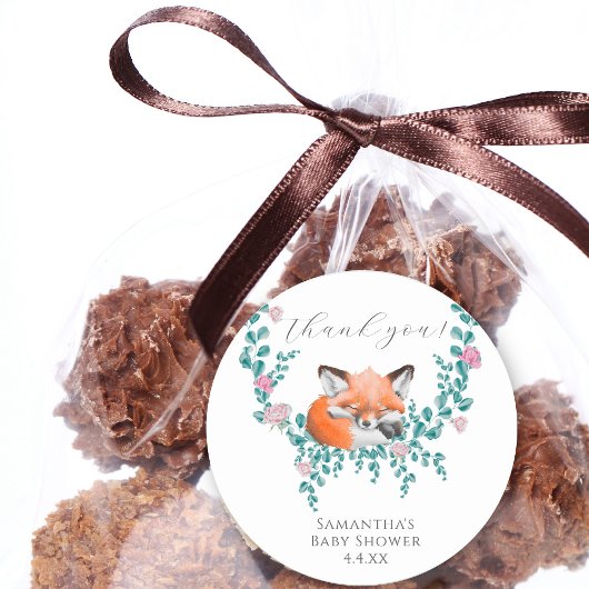 Baby in Bloom Woodland Fox Green Dank u Ronde Sticker