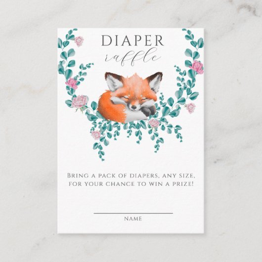 Baby in Bloom Woodland Fox Luierloterij Informatiekaartje (Voorkant)