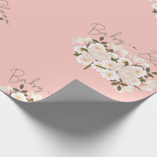 Baby in Bloom Wrapping Paper voor Baby shower Cadeaupapier (Hoek)