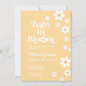 Baby in Bloom yellow Daisy Baby shower Invitation Kaart (Voorkant)