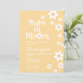Baby in Bloom yellow Daisy Baby shower Invitation Kaart (Staand voorkant)