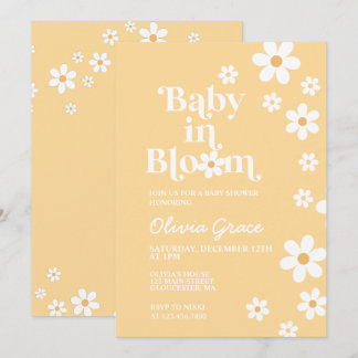 Baby in Bloom yellow Daisy Baby shower Invitation Kaart