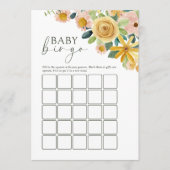Baby in Bloom Yellow Floral Bingo Game Advieskaart (Voorkant)