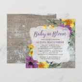 Baby in Bloom Yellow Paars Baby shower Invitation (Voorkant / Achterkant)