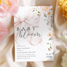 Baby In Bloom Zachte Roze Strik Baby Shower Uitnod