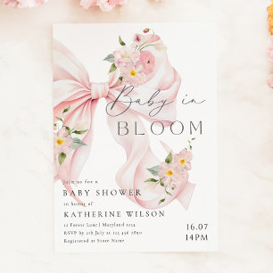 Baby In Bloom Zachte Roze Strik Baby Shower Uitnod Kaart