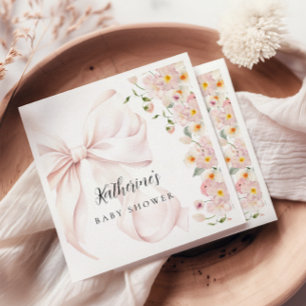 Baby In Bloom Zachte Roze Strik Baby Shower Uitnod Servet