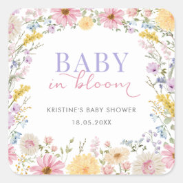 Baby in Bloom: Zachte Wilde Bloemenweide Baby Show Vierkante Sticker
