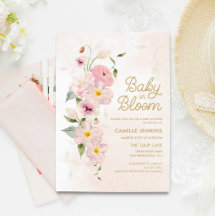 Baby in Bloom Zomer Bloemen Baby shower Uitnodigin