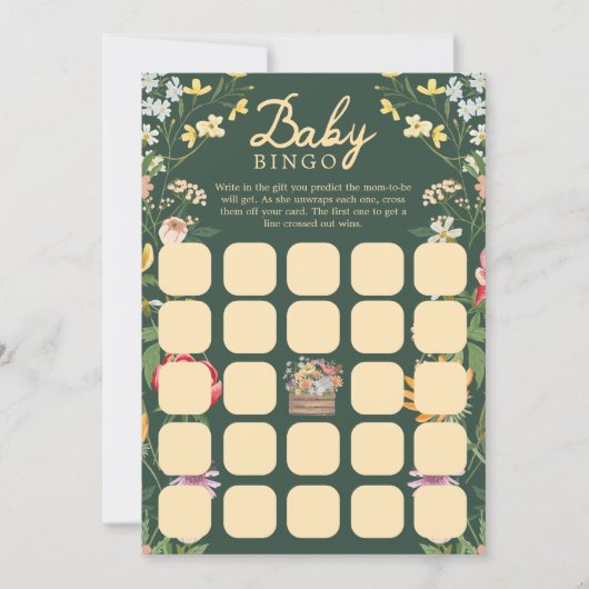 Baby in Bloom Zomer Bloemen Tuin Bingo Game Kaart (Voorkant)