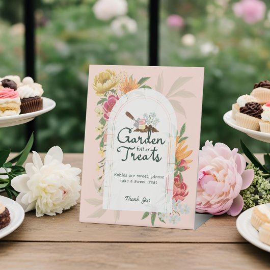 Baby in Bloom Zomer Bloemen Tuin Sweet Treats Reclamebord Met Voetstuk