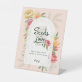 Baby in Bloom Zomer Bloemen Tuin Zaden van Liefde Reclamebord Met Voetstuk (Voorkant)