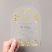 Baby in Bloom Zomer geel wilde bloem baby shower Acryl Uitnodigingen (Insitu (Draagbaar))
