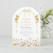 Baby in Bloom Zomer geel wilde bloem baby shower Kaart (Staand voorkant)