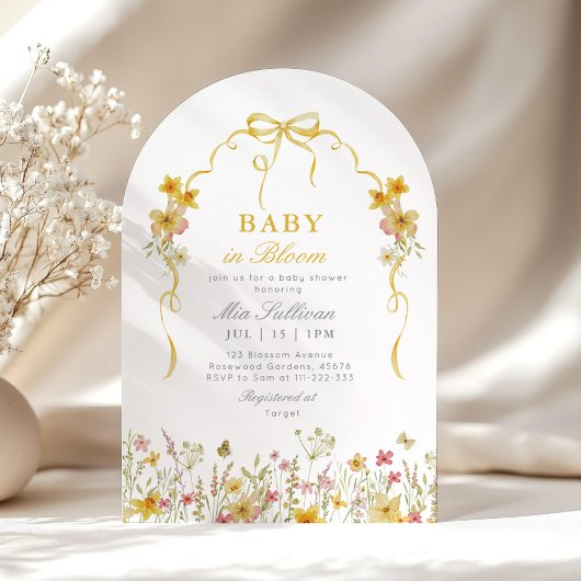 Baby in Bloom Zomer geel wilde bloem baby shower Kaart