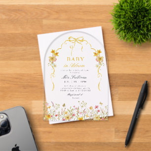 Baby in Bloom Zomer gele wilde bloem baby shower Acryl Uitnodigingen