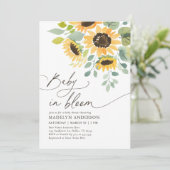 Baby in Bloom Zonnebloem Baby shower Uitnodiging (Staand voorkant)
