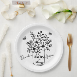 BABY IN BLOOM ZWART & WIT SHOWER  PAPIEREN BORDJE