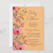 Baby in bloomvlinder, perziken en roze bloemen kaart (Voorkant)