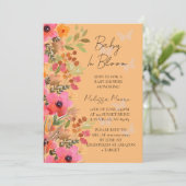 Baby in bloomvlinder, perziken en roze bloemen kaart (Staand voorkant)