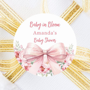 Baby in Bloon roze bloemen boog Baby shower Ronde Sticker