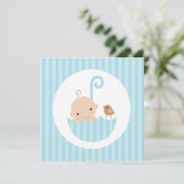Baby in Blue Umbrella Baby shower Kaart (Staand voorkant)