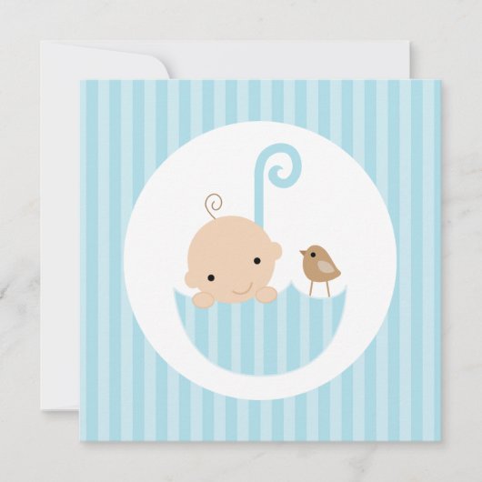 Baby in Blue Umbrella Baby shower Kaart (Voorkant)