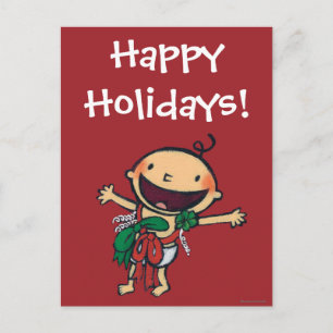 Baby in Bogen voor Kerstmis wordt verpakt die Feestdagenkaart